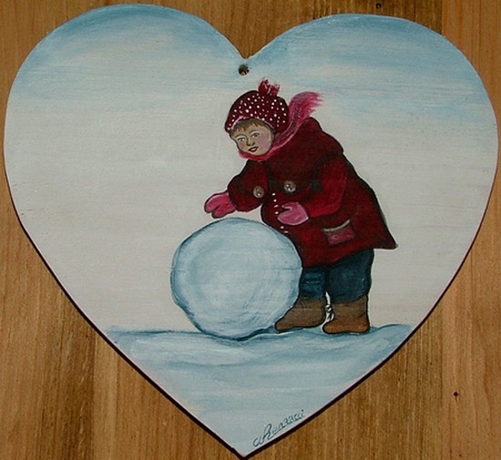 Nathalie RENZACCI - Décoration d'Intérieur Coeur en Bois Estère à la Neige