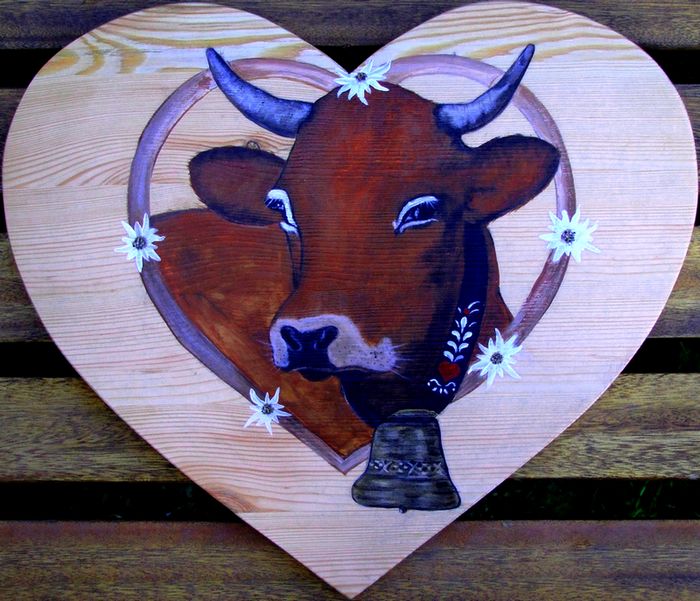 Country Painting Portrait of Cow : Le Coeur
